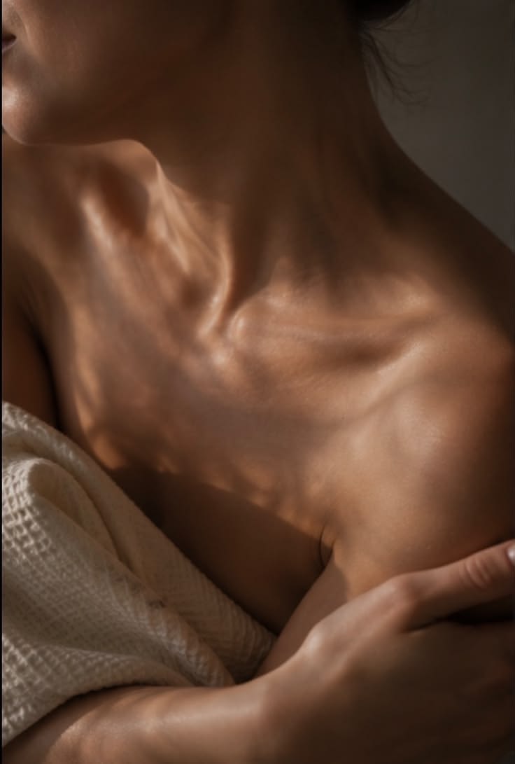 Skin illuminated with water-like reflections